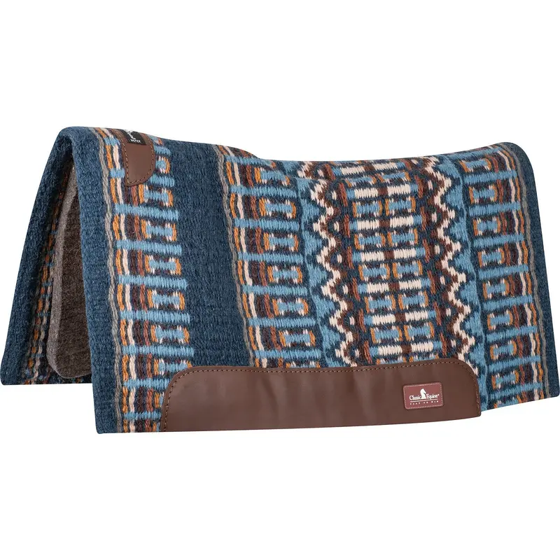 Classic Equine 1" 32"X34" Wool Top Saddle Pad- Navy/Steel Grey 1
