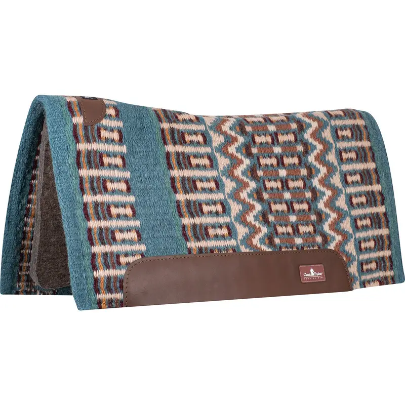 Classic Equine 1" 32"X34" Wool Top Saddle Pad- Peacock/Emerald 1