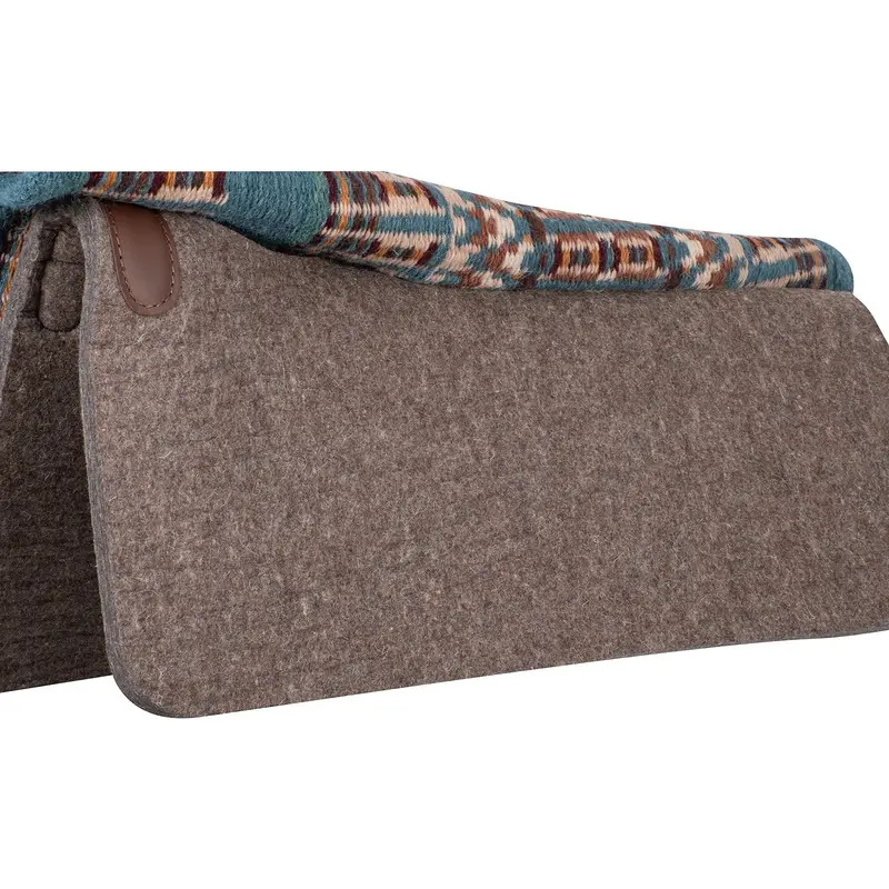 Classic Equine 1" 32"X34" Wool Top Saddle Pad- Peacock/Emerald 2