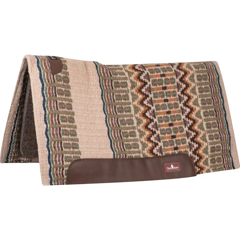 Classic Equine 1" 34"X38" Wool Top Saddle Pad- Latte/Navy 1