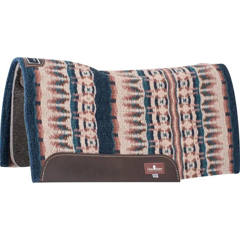 Classic Equine 32"X34" 1/2" Blanket Top Saddle Pad- Navy/Peacock 1