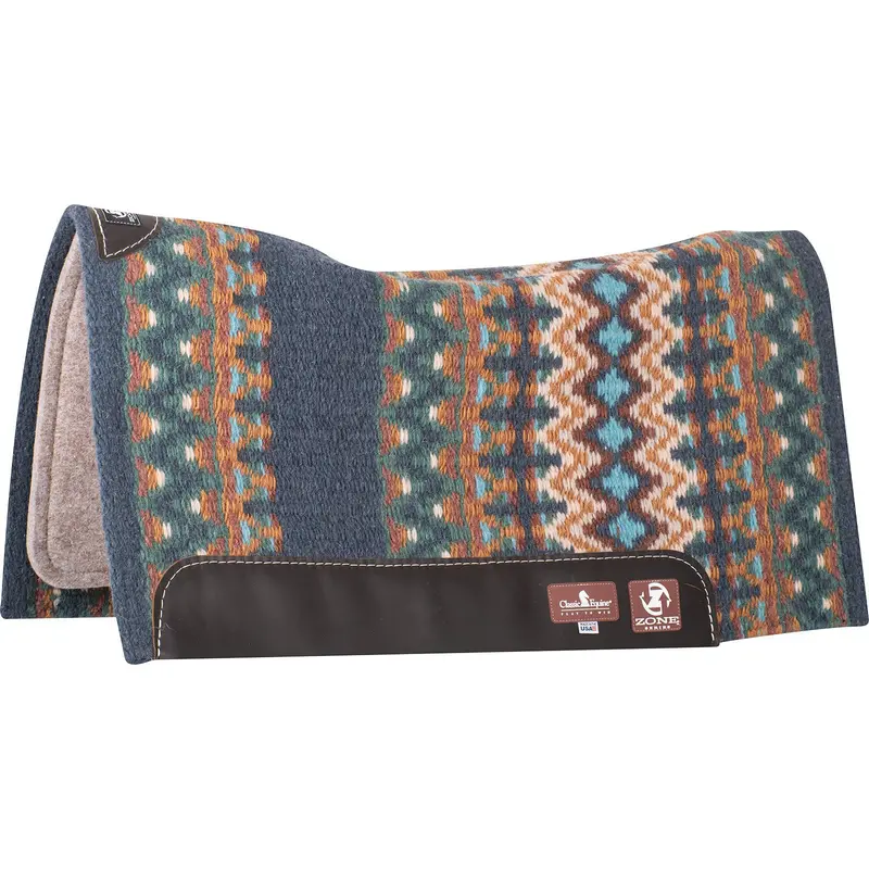 Classic Equine 32"X34" 3/4" Zone Blanket Top Saddle Pad- Navy/Emerald 1