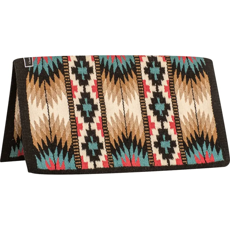 Classic Equine 34"X38" 100% Wool Show Blanket- Black/Turquoise 1