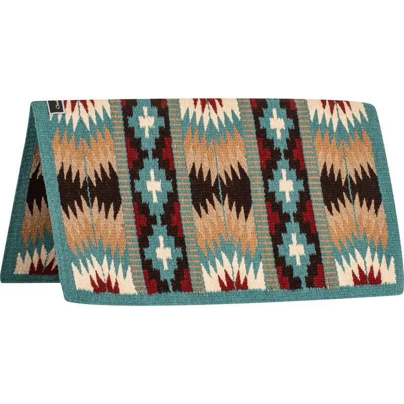 Classic Equine 34"X38" 100% Wool Show Blanket- Turquoise/Cream 1