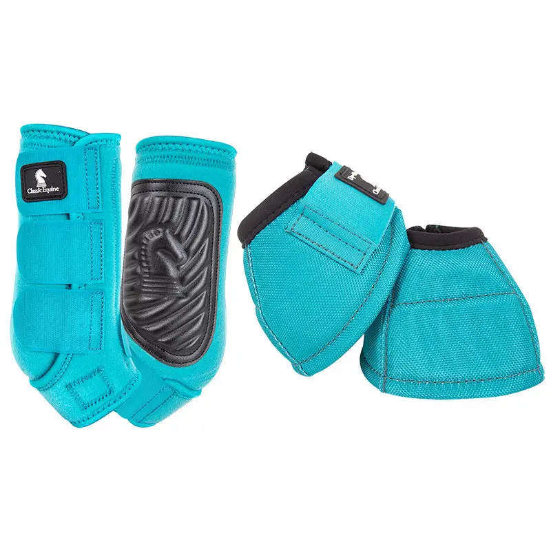 Classic Equine Classic Fit Front And Bell Boot Combo Pack- Aqua 1