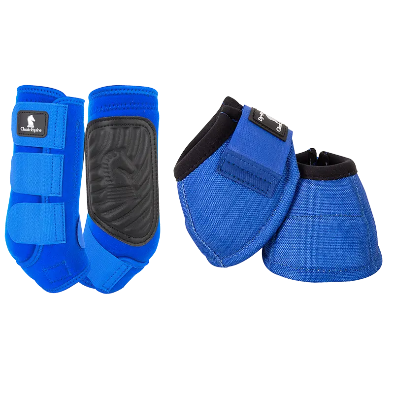 Classic Equine Classic Fit Front And Bell Boot Combo Pack- Blue 1