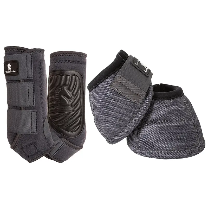 Classic Equine Classic Fit Front And Bell Boot Combo Pack- Charcoal 1