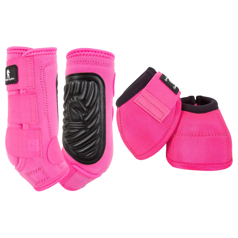 Classic Equine Classic Fit Front And Bell Boot Combo Pack- Hot Pink 1