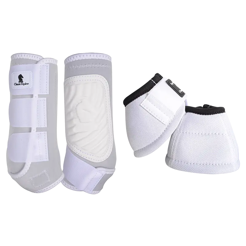 Classic Equine Classic Fit Front And Bell Boot Combo Pack- White 1