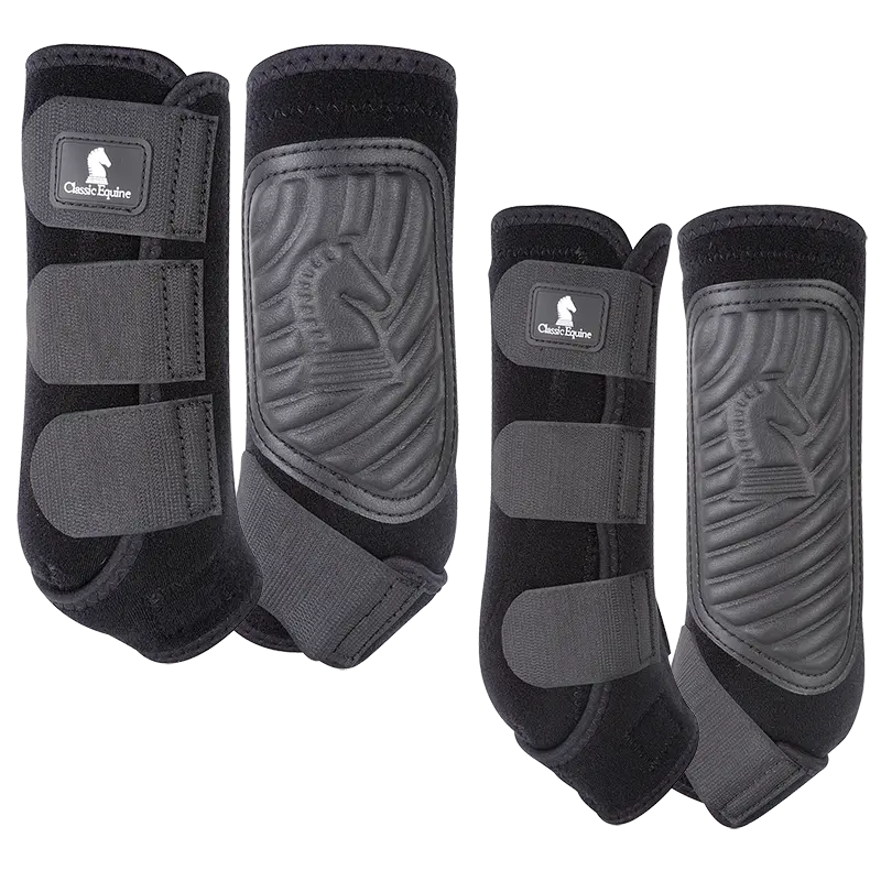 Classic Equine Classic Fit Front And Hind Boot Combo Pack- Black 1