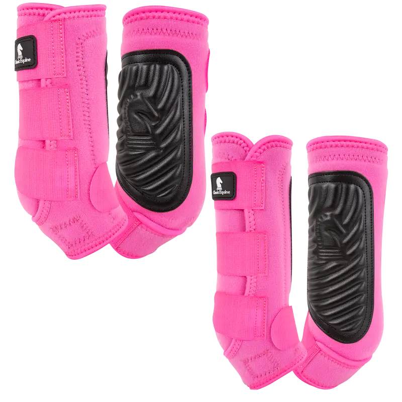 Classic Equine Classic Fit Front And Hind Boot Combo Pack- Hot Pink 1