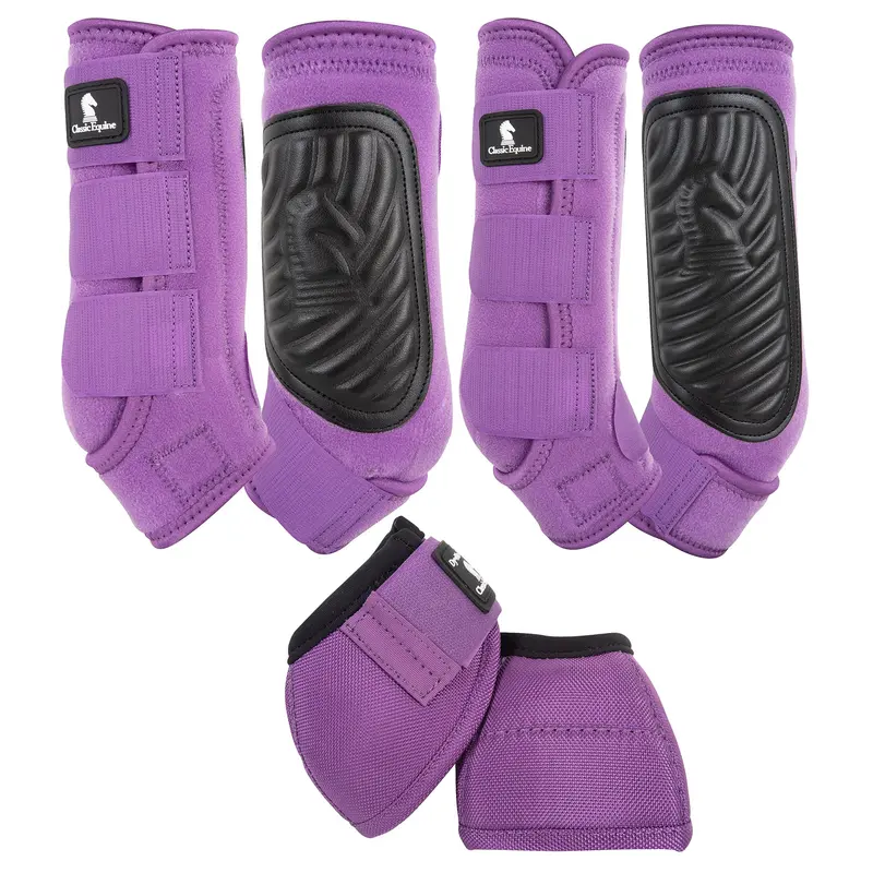Classic Equine Classic Fit Front, Hind, And Bell Boot Combo Pack- Violet Purple 1