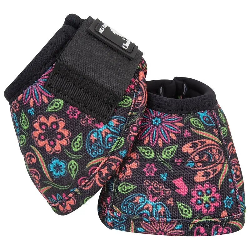 Classic Equine Dyno Turn Designer Bell Boots- Neon Flower 1
