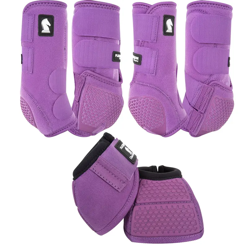 Classic Equine Flexion By Legacy Complete Package, Front, Hind, & Bell Boot Combo Pack- Violet Purple 1