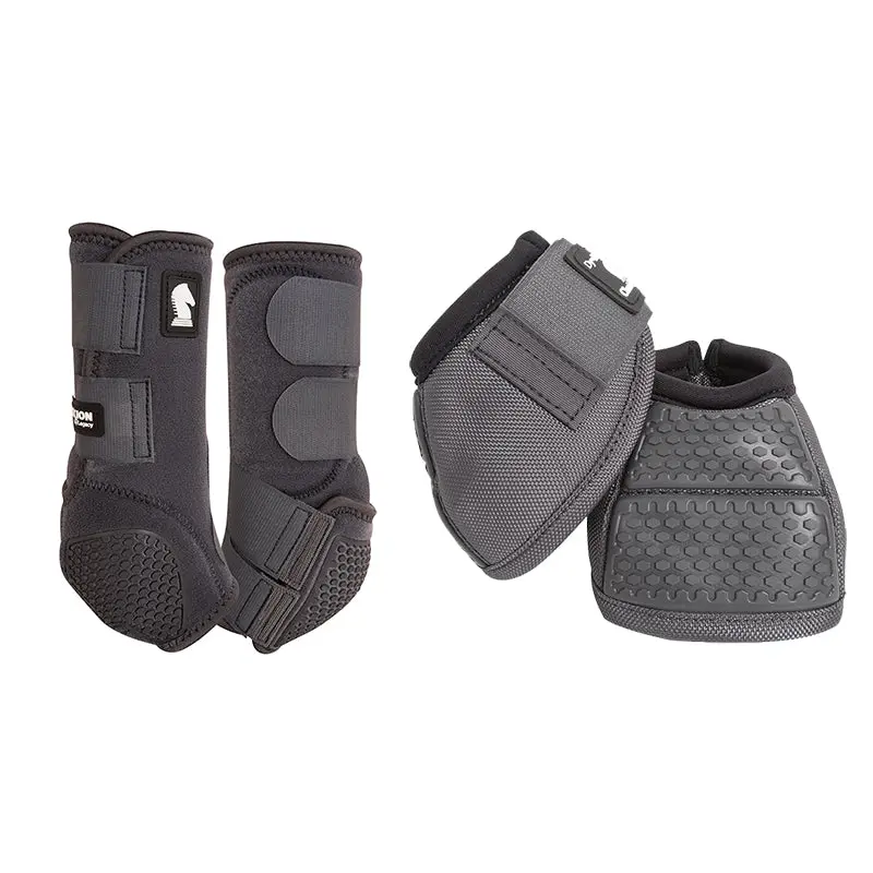 Classic Equine Flexion By Legacy Front & Bell Boot Combo Pack- Charcoal 1