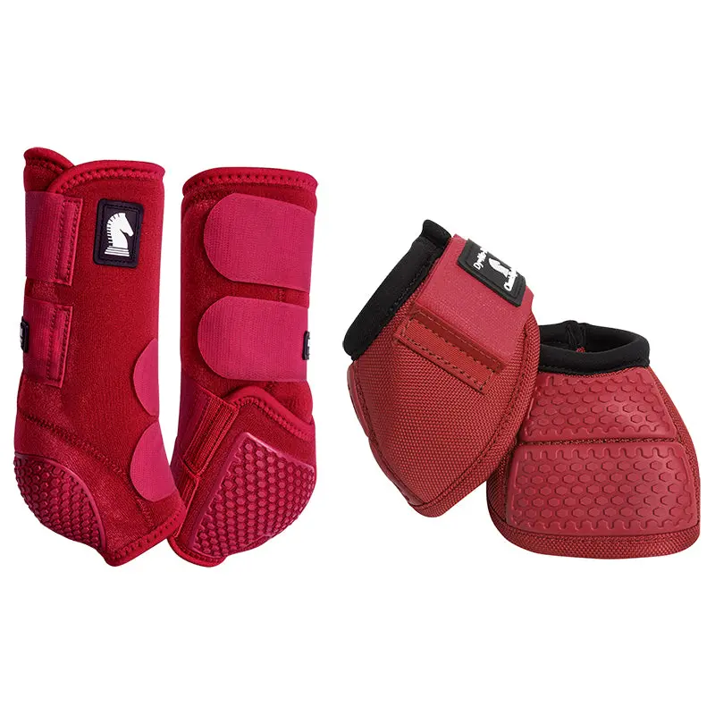 Classic Equine Flexion By Legacy Front & Bell Boot Combo Pack- Crimson 1