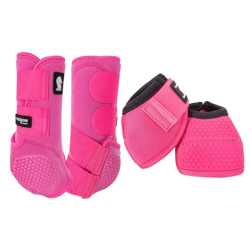 Classic Equine Flexion By Legacy Front & Bell Boot Combo Pack- Hot Pink 1