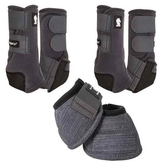 Classic Equine Legacy2 Complete Package, Front, Hind, & Bell Boot Combo Pack- Charcoal 1
