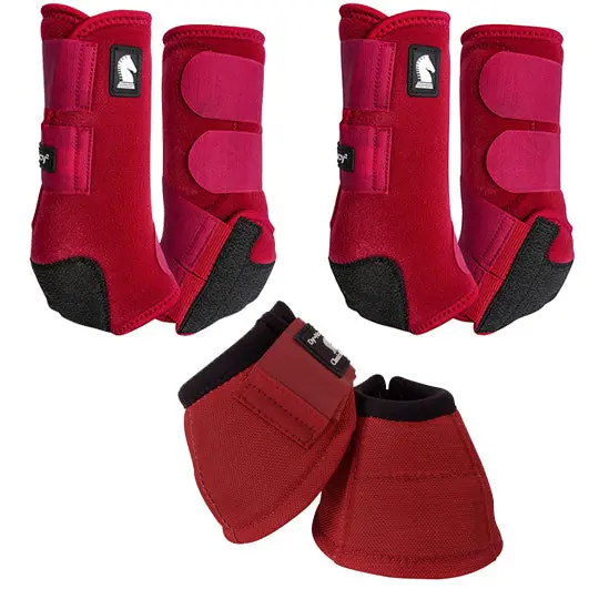Classic Equine Legacy2 Complete Package, Front, Hind, & Bell Boot Combo Pack- Crimson 1