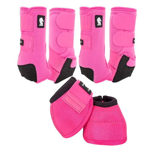 Classic Equine Legacy2 Complete Package, Front, Hind, & Bell Boot Combo Pack- Hot Pink 1