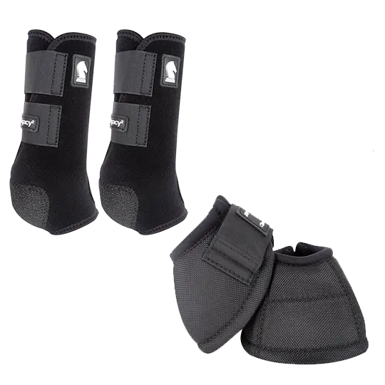 Classic Equine Legacy2 Front And Bell Boots Combo Pack- Black 1