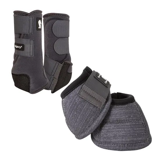 Classic Equine Legacy2 Front And Bell Boots Combo Pack- Charcoal 1