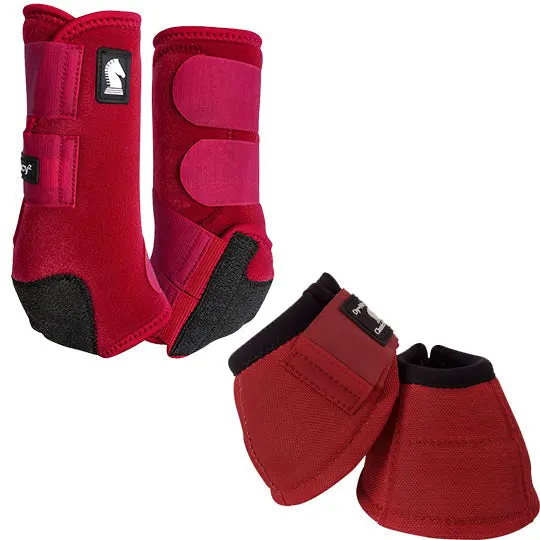 Classic Equine Legacy2 Front And Bell Boots Combo Pack- Crimson 1