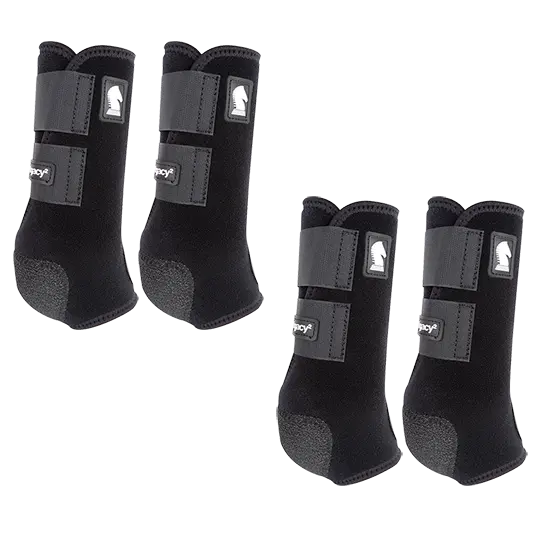 Classic Equine Legacy2 Front And Hind Boots Combo Pack- Black 1