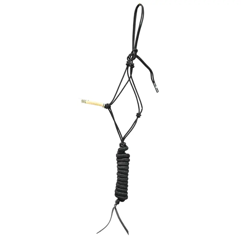 Classic Equine Rawhide Noseband Rope Halter With Lead- Black With Black Inlay 1