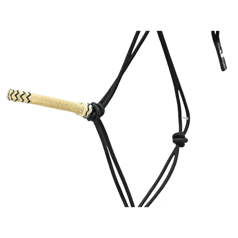 Classic Equine Rawhide Noseband Rope Halter With Lead- Black With Black Inlay 2