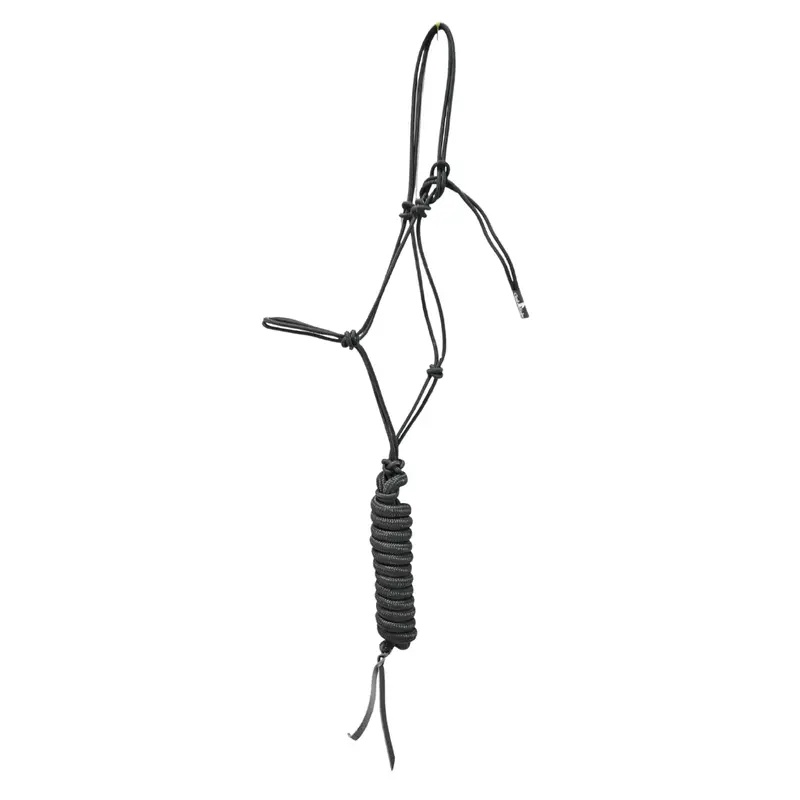 Classic Equine Solid Rope Halter With 9' Lead Rope- Black 1