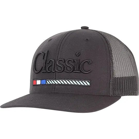 Classic Ropes Large Embroidered Logo Snapback Cap- Black On Black 1