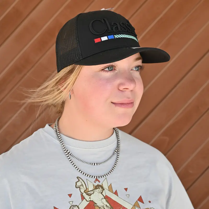 Classic Ropes Large Embroidered Logo Snapback Cap- Black On Black 2