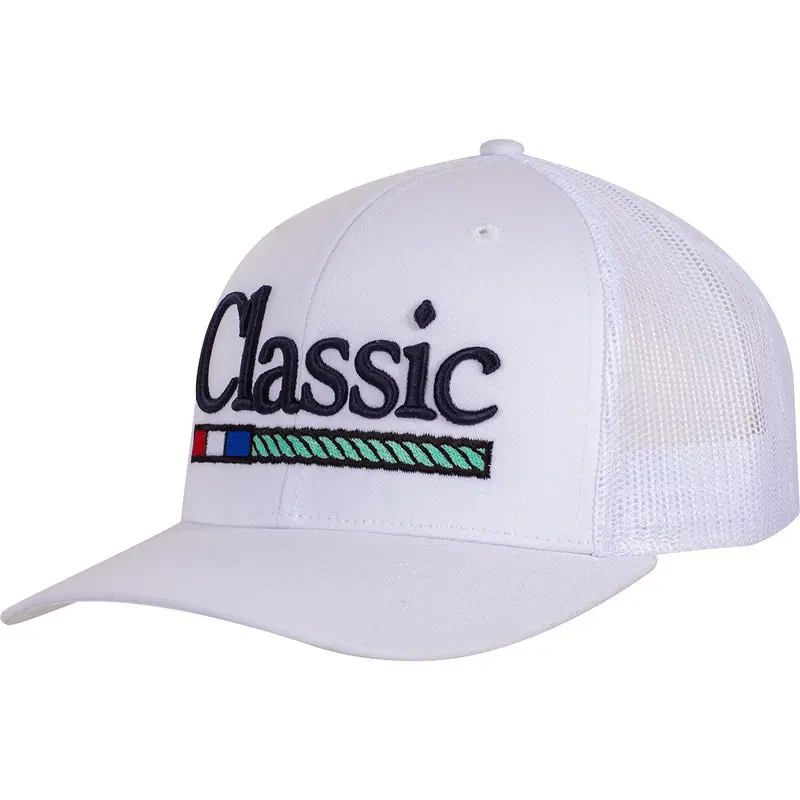 Classic Ropes Large Embroidered Logo Snapback Cap- White On White 1