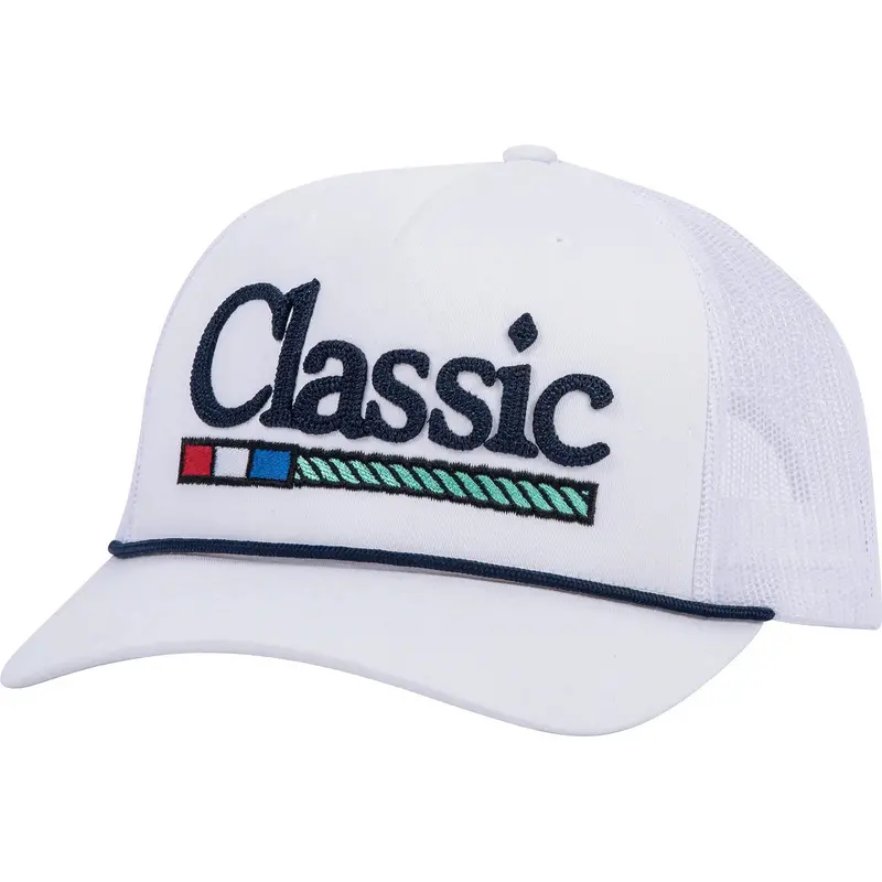 Classic Ropes White Mesh Snapback Cap With Navy Embroidered Logo 1