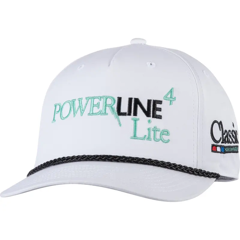 Classic Ropes White Performance Snapback Cap With Powerline Lite Embroidered Logo 1