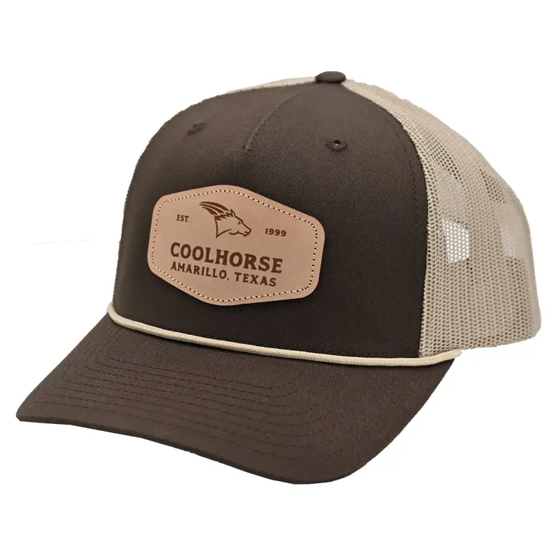 Coolhorse 112 Chocolate/Khaki Cap With Leather Coolhorse Patch And Rope 1