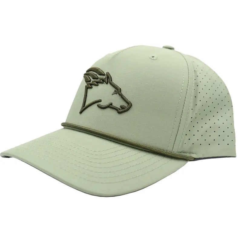 Coolhorse 335 Olive Snapback Cap With Air Holes And Head Logo 1