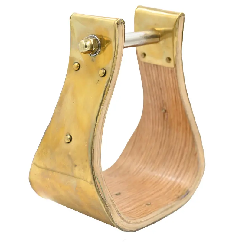 Coolhorse 4" Wooden Brass Covered Bell Stirrup 2