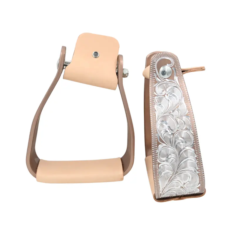 Coolhorse Aluminum Engraved Angled Stirrups 3" - Copper 1