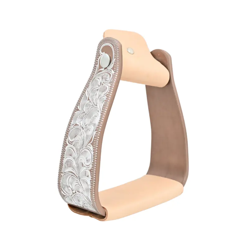 Coolhorse Aluminum Engraved Angled Stirrups 3" - Copper 2