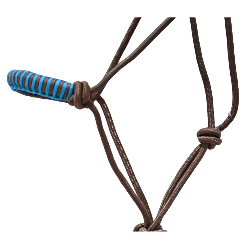 Coolhorse Braided Nose Rope Halter W/ 7' Lead- Brown/Turquoise 2