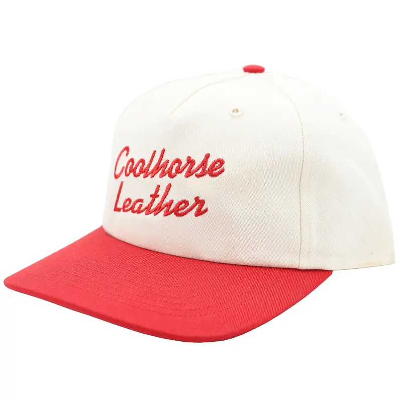 Coolhorse Cream/Red Grandpa Cap With Coolhorse Leather Embroidery 1