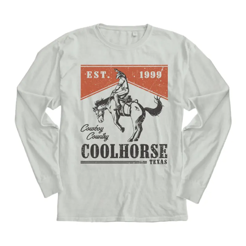 Coolhorse Gray Rustic Bronc Long Sleeve T-Shirt 1