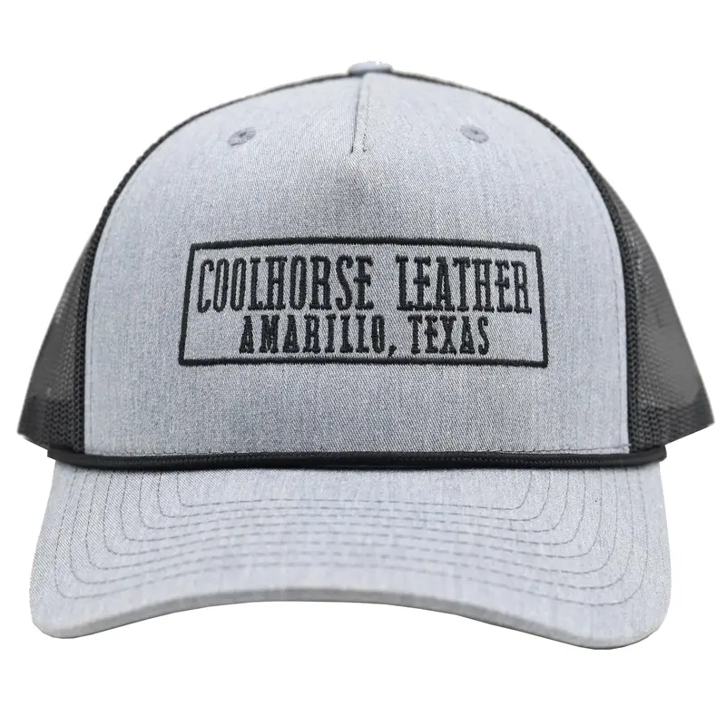 Coolhorse Heather Grey And Black Mesh Snapback Cap W/ Coolhorse Leather Logo 2