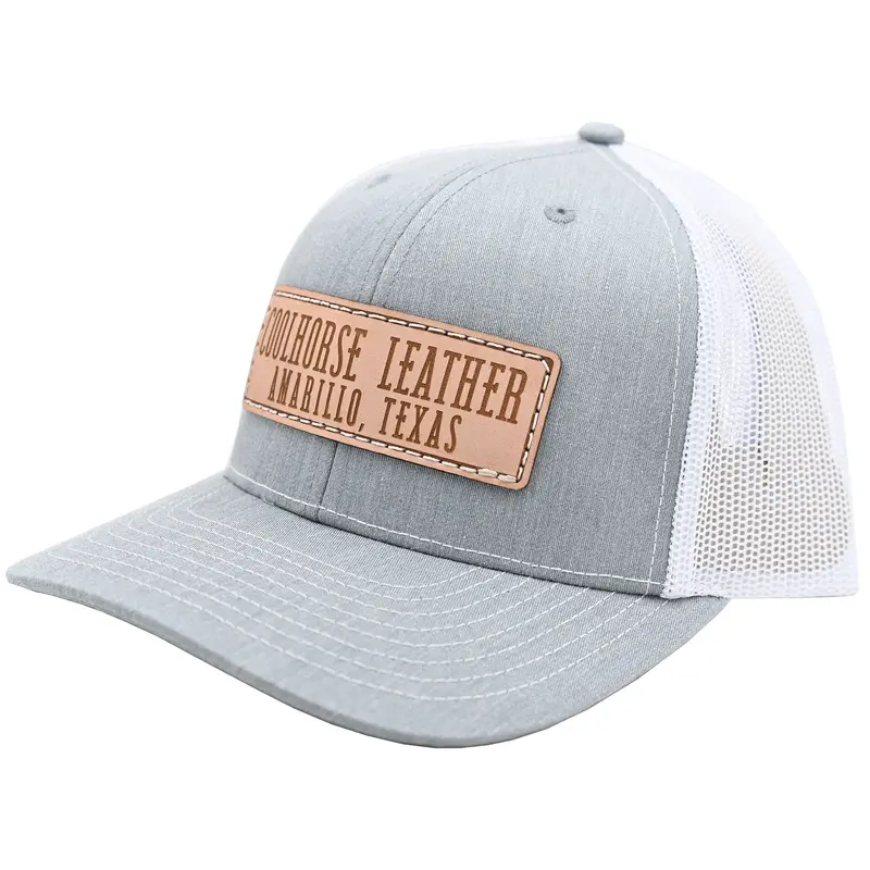 Coolhorse Heather Grey And White Mesh Snapback Cap W/ Coolhorse Leather Patch 1