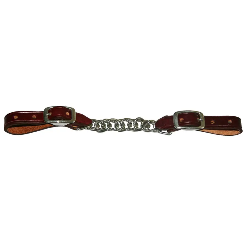 Coolhorse Latigo Leather 5/8" Flat Twisted Curb Chain 1