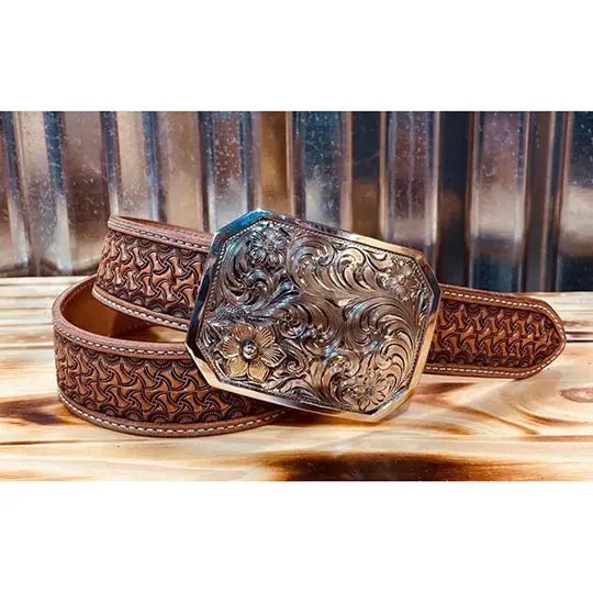 Coolhorse Leather 1 1/2" Crazy Leg Stamped Belt- Pre-Made, Handmade In Amarillo, Tx 1