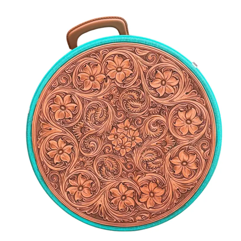 Coolhorse Leather Floral Hand-Tooled Rope Can 1