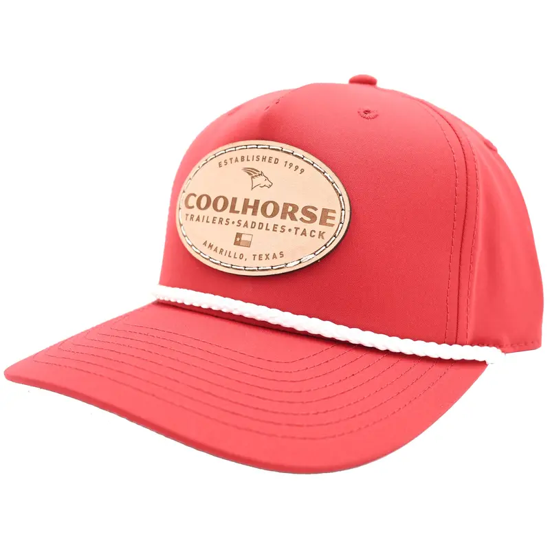 Coolhorse Red Rope Cap With Leather Coolhorse Patch 1